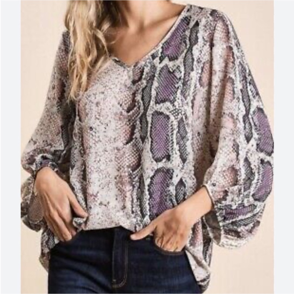 Bibi Snake Skin Combo Blouse - Picture 1 of 5
